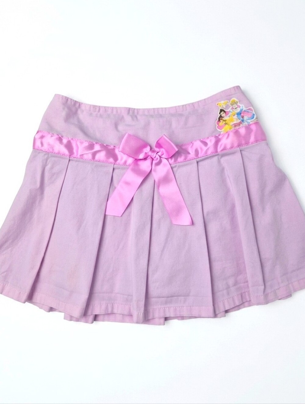 Vintage Y2K Disney Princess Pink Pleated Skort Girls S 5/6 Ribbon Bow Graphic